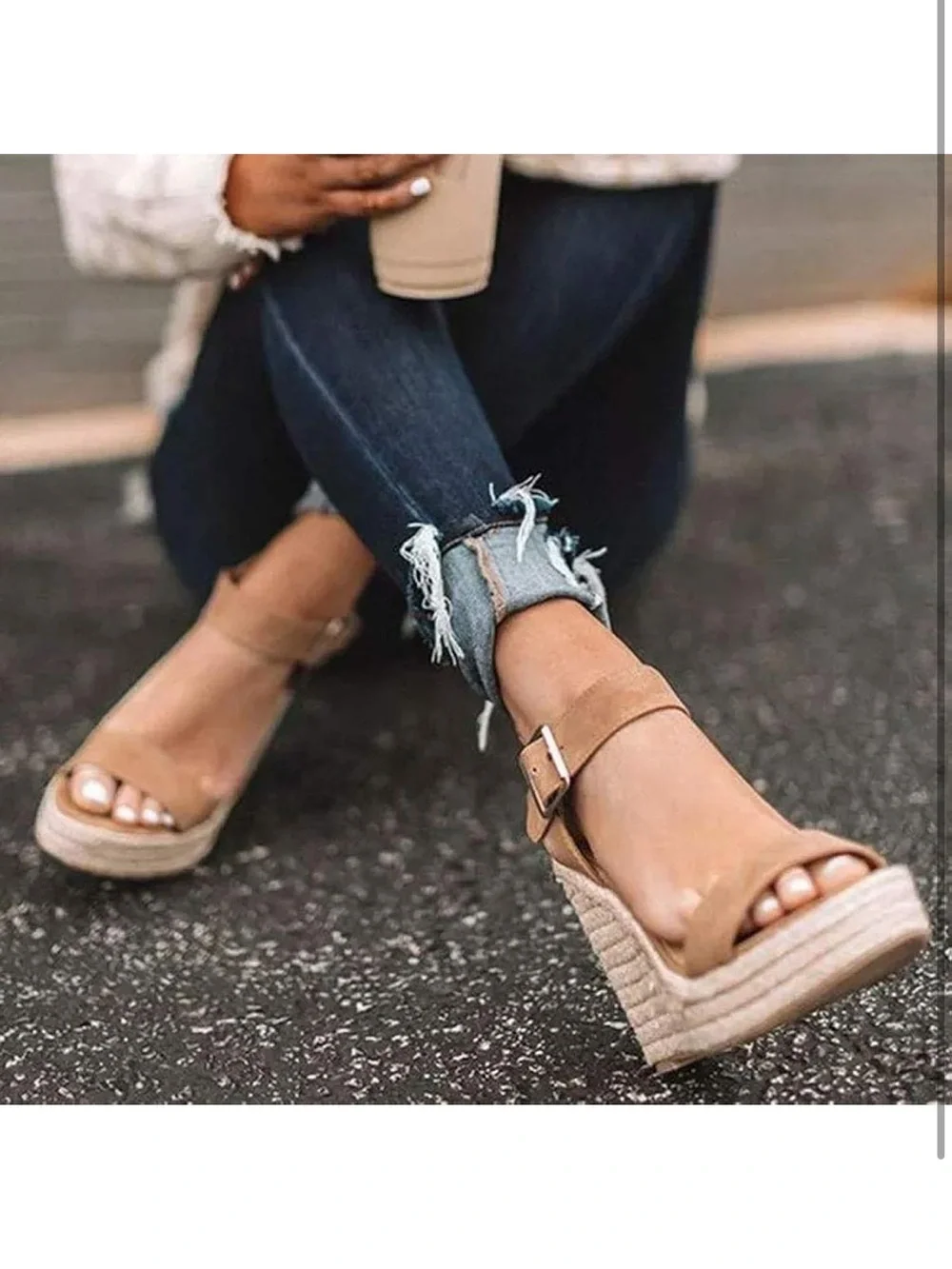 VICKI·VICKI Platform Sandals Wedge Ankle Strap Open Toe Sandals 10. 2331-2